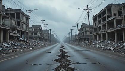 Massive earthquake devastated urban ruins rupture intensity landslide epicenter