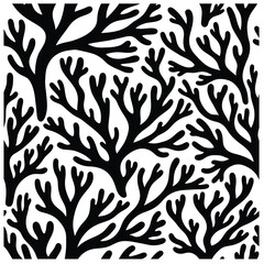 Black and white coral branch pattern for textile and wallpaper design © sumaiyagd10