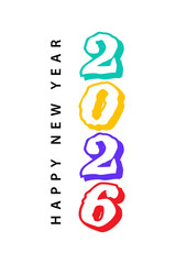 Happy new year 2026 text design for brochure design template card vector illustration.