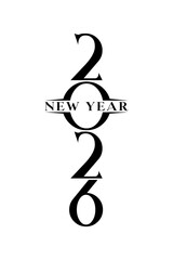 Happy new year 2026 text design for brochure design template card vector illustration.