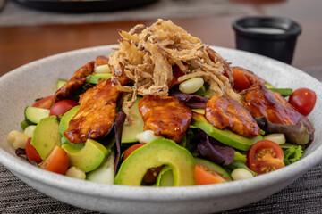 Traditional Peruvian food, BBQ chicken salad