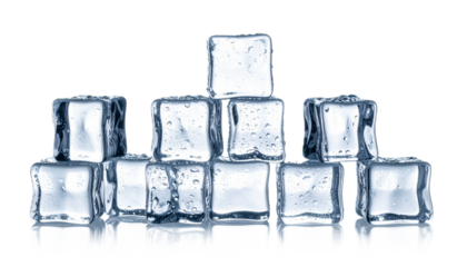 Geometric Ice Cubes Stacked for Modern Beverage Design, Isolated on White Background - Cut Out.