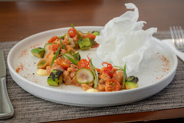 Traditional Peruvian dish, salmon tartare