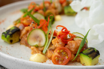 Traditional Peruvian dish, salmon tartare