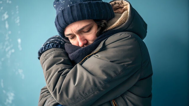 Winter Chill Self-Hug Close View &ndash; Lifestyle Use