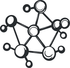 Stylized vector illustration of a molecular structure design, suitable for educational materials and scientific branding projects