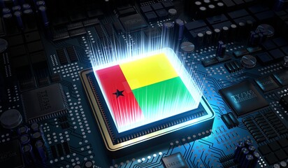 Computer processor with flag of Guinea Bissau - 3D illustration