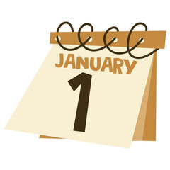 New Year Calendar Vector, 1 January calendar vector