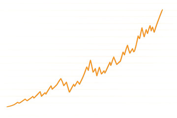 Line graph with an upward trend displaying data, statistics, and increasing value, representing business growth and market success