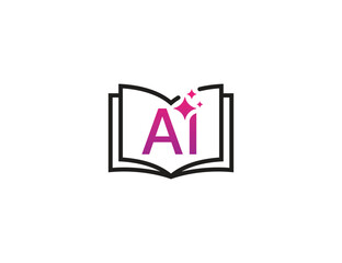 Ai Book logo. Artificial intelligence Learning icon sign symbol Design Element. Vector illustration template