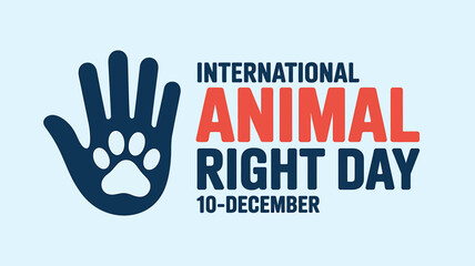 International animal right day on 10 december concept graphic