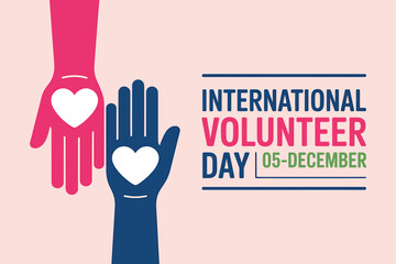 International volunteer day hands with hearts giving and caring