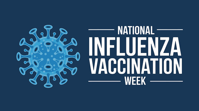 National influenza vaccination week awareness with virus symbol