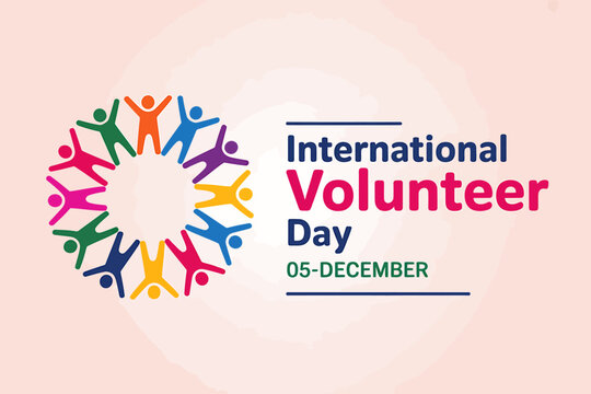 International volunteer day graphic with diverse people unity