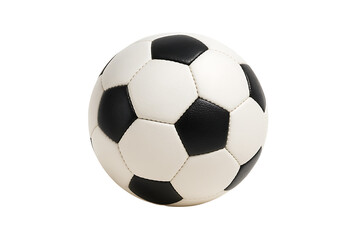 Fototapeta premium Classic black and white soccer ball with realistic leather texture isolated on white background