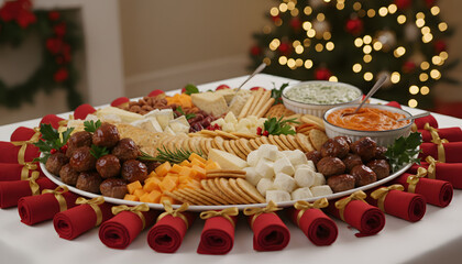 Christmas fruit salad with nuts on festive table setting