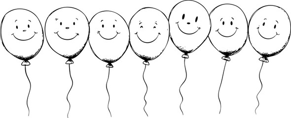 Charming vector illustration of smiling balloons in a playful style, perfect for celebration and event design projects