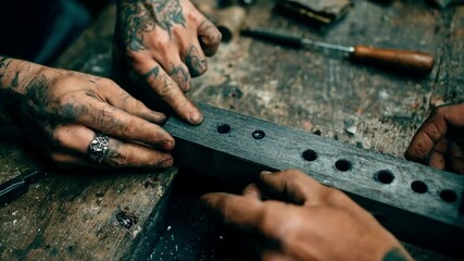 Closeup of hands inspecting and adjusting a custom die prototype during a collaborative workshop highlighting teamwork and innovation in die fabrication. - Powered by Adobe