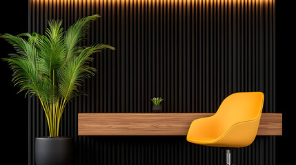 Modern coworking open space with wooden elements and computer desks in a bright loft-like interior. 3D Rendering