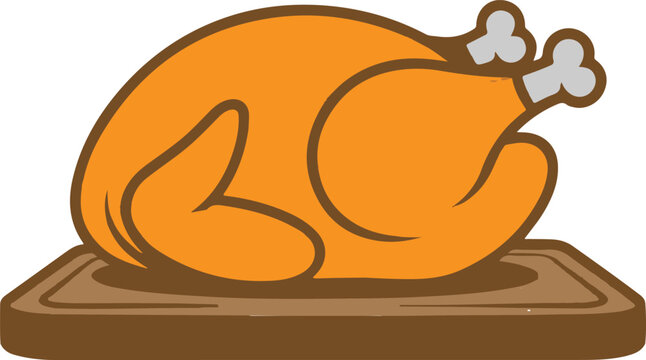 vector art of thanksgiving turkey body on wooden board