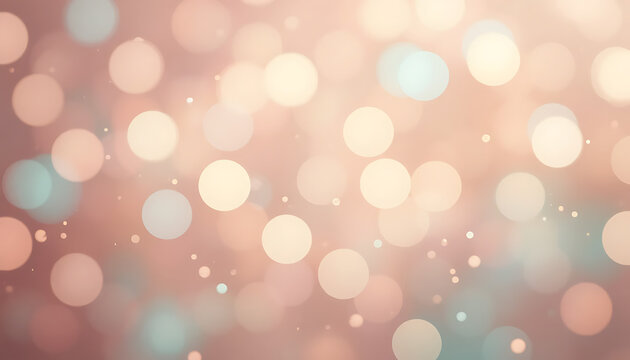 Soft focus bokeh lights in warm golden and pastel pink tones create a dreamy and magical background perfect for celebrations and festive occasions