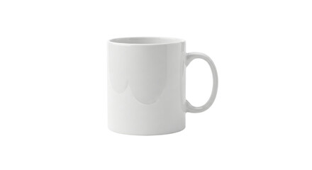 Simple Plain White Ceramic Coffee Mug with Handle for Hot Beverages Isolated on a Clean White Background - AI Generative
