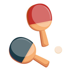 Ping pong, small table tennis gear. Rackets and ball, sport game accessories, equipment.