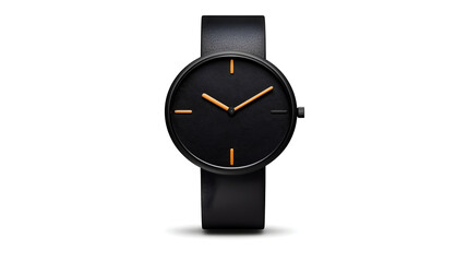 Modern black wristwatch with a sleek design on a dark background