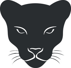 Stylized black silhouette vector illustration of a lion's face for logo design and branding projects