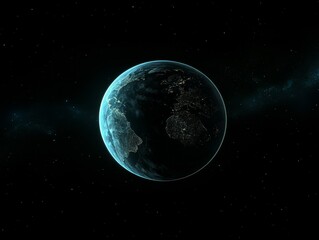 Fototapeta premium Earth at Night Cosmic Perspective, Single Planet Composition