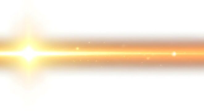 Abstract glowing gold light ray whisking across the screen, a futuristic anamorphic lens flare with shimmering bokeh particles