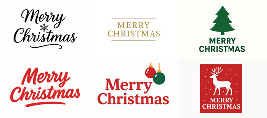 vector set merry christmas