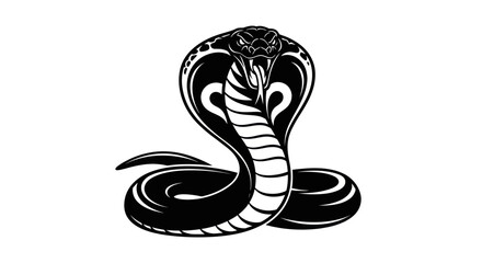 Striking Black and White Cobra Illustration with Hood Extended.