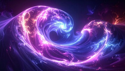 Cosmic whirlpool of vibrant energy, swirling colors of purple and blue, abstract space nebula formation