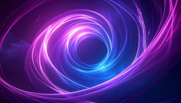 Abstract digital vortex illustration with swirling neon lines, perfect for modern backgrounds