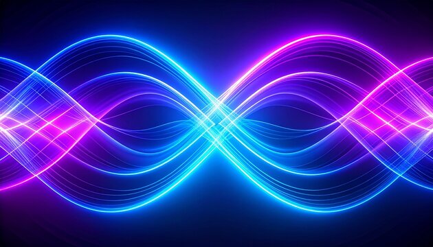 Vibrant Abstract Light Waves Intersecting Glowing Blue and Pink Neon Lines Create a Dynamic Digital Energy Pattern, Symbolizing Futuristic Motion and Connection