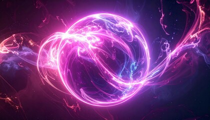 Dynamic Abstract Energy Sphere Illuminating a Dark Cosmic Space, Representing a Concept of Power and Creation in a Vibrant Cosmic Realm