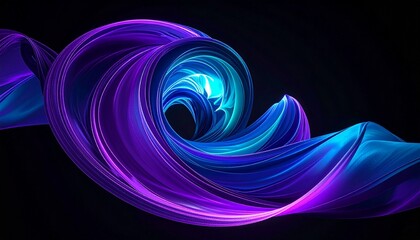 Abstract Swirl of Vibrant Purple and Blue Colors on a Black Backdrop