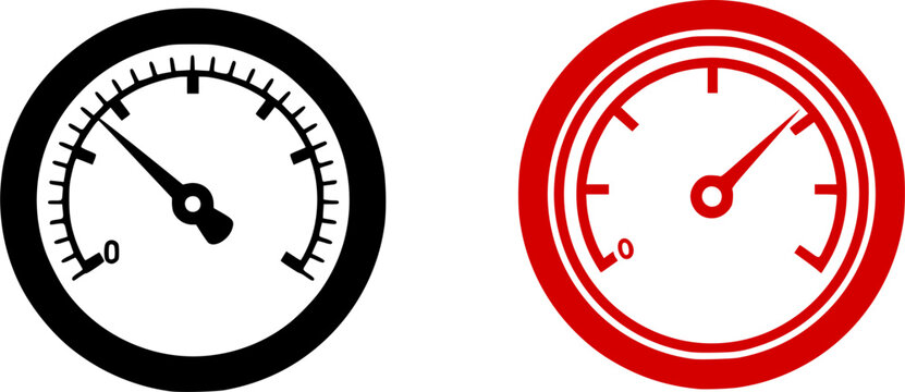 Manometer (pressure gauge) and vacuum gauge vector icons set

