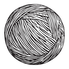 Hand drawn wool yarn ball illustration isolated, craft knitting thread sketch design, vintage needlework graphic icon collection 