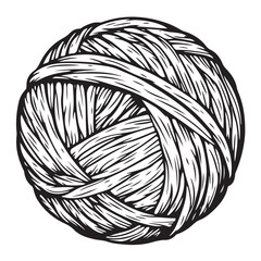 Hand drawn wool yarn ball illustration isolated, craft knitting thread sketch design, vintage needlework graphic icon collection 