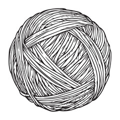 Hand drawn wool yarn ball illustration isolated, craft knitting thread sketch design, vintage needlework graphic icon collection 