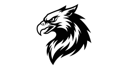 Fierce griffin head mascot in a bold black and white style.