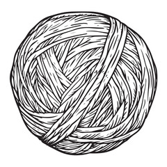 Hand drawn wool yarn ball illustration isolated, craft knitting thread sketch design, vintage needlework graphic icon collection 
