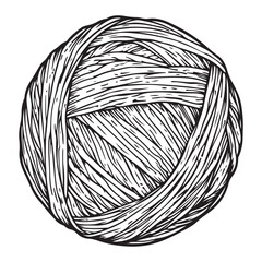 Hand drawn wool yarn ball illustration isolated, craft knitting thread sketch design, vintage needlework graphic icon collection 