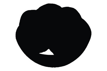 Black silhouette of a bell pepper with a bite taken out on white background bulb