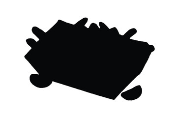 Black Silhouette of a Blocky Shape with Spikes and Rounded Corners white background