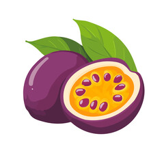 2D flat vector illustration of Passion Fruit, designed in a clean icon style and isolated on a white background.