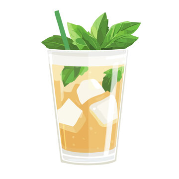 Flat 2D vector illustration of Mint Julep, simple icon style on a clean white background.