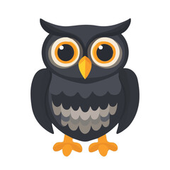 Obraz premium Owl illustrated in a clean 2D flat vector style, minimal and modern, isolated on a white background.